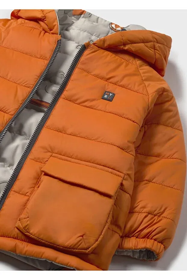 Детская зимняя куртка-пуховик с капюшоном Mayoral, Orange — фото 4