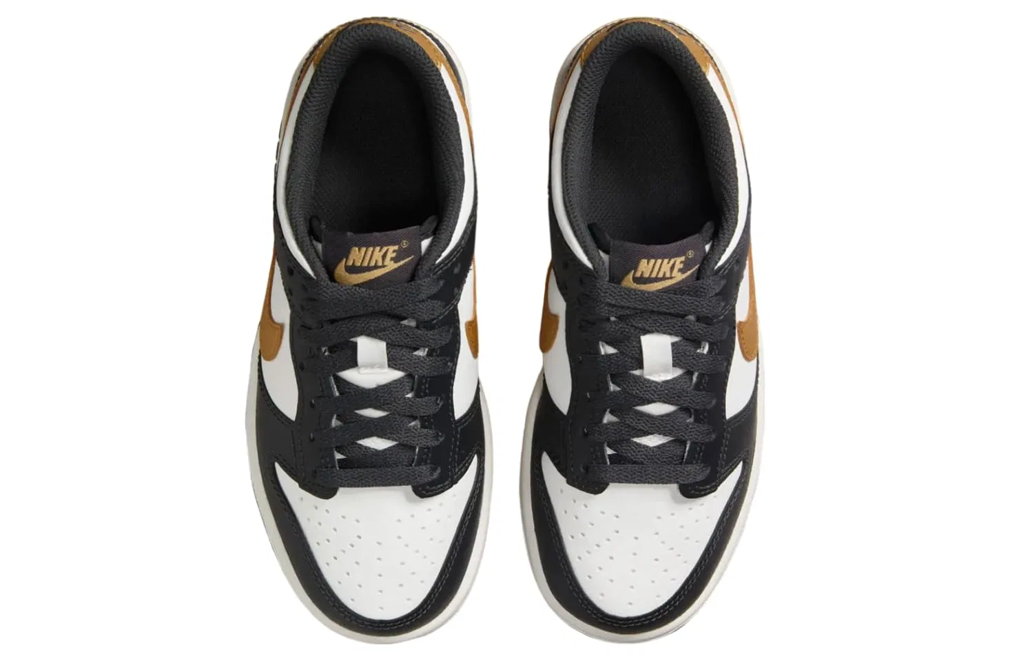 Детские кроссовки с принтом NIKE Dunk Low GS NIKE, Summit White/Anthracite/Metallic Gold — фото 3