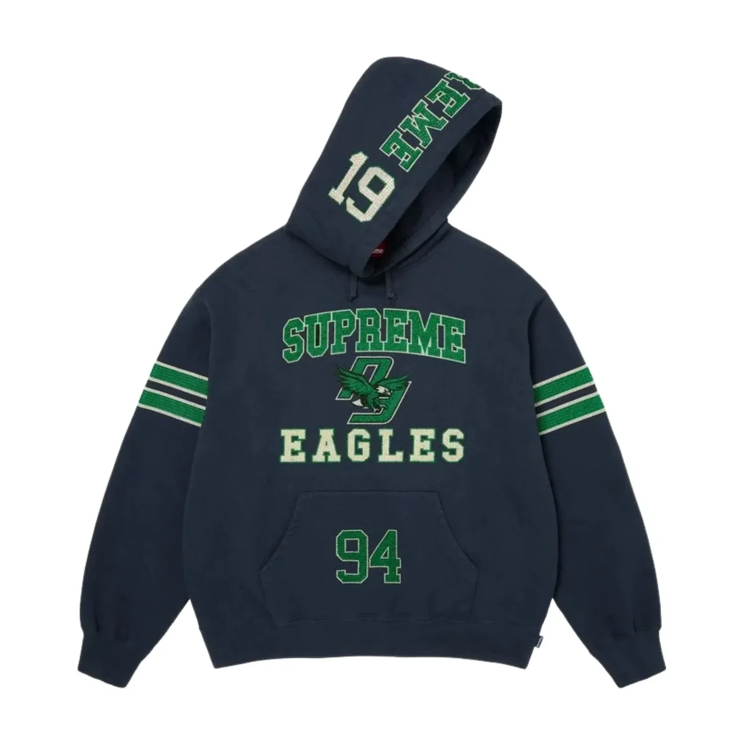 Мужское худи FW26 Rhinestone Eagle Hooded Sweatshirt 'Navy' Supreme, темно-синий — фото 2