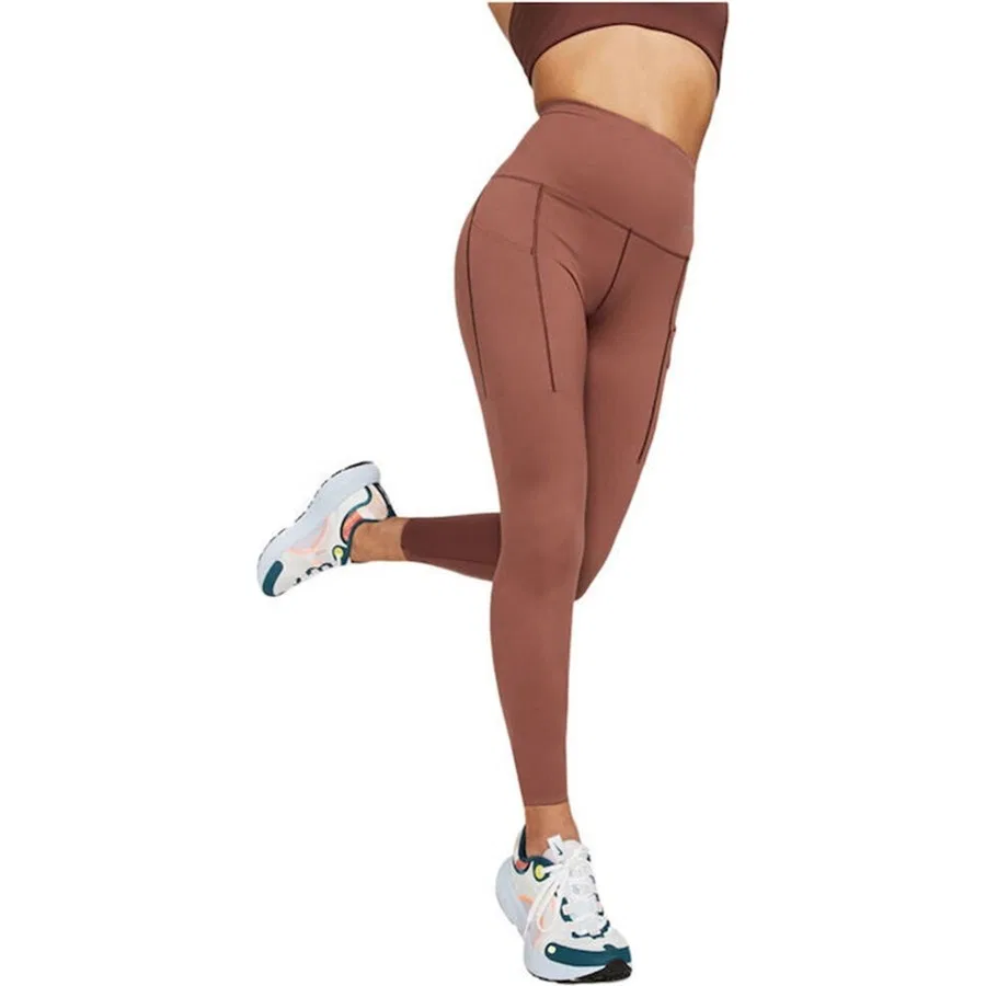 Женские леггинсы для тренировок с высокой посадкой и 6 карманами Nike Training Go Dri Fit Infinalock High Rise 7/8, Коричневый — фото 3