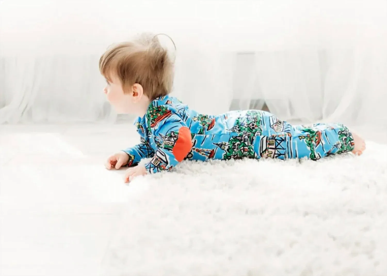 Детский комбинезон-слип с молнией Harborside Holiday Maddie & Connor Co., Blue Multi — фото 3