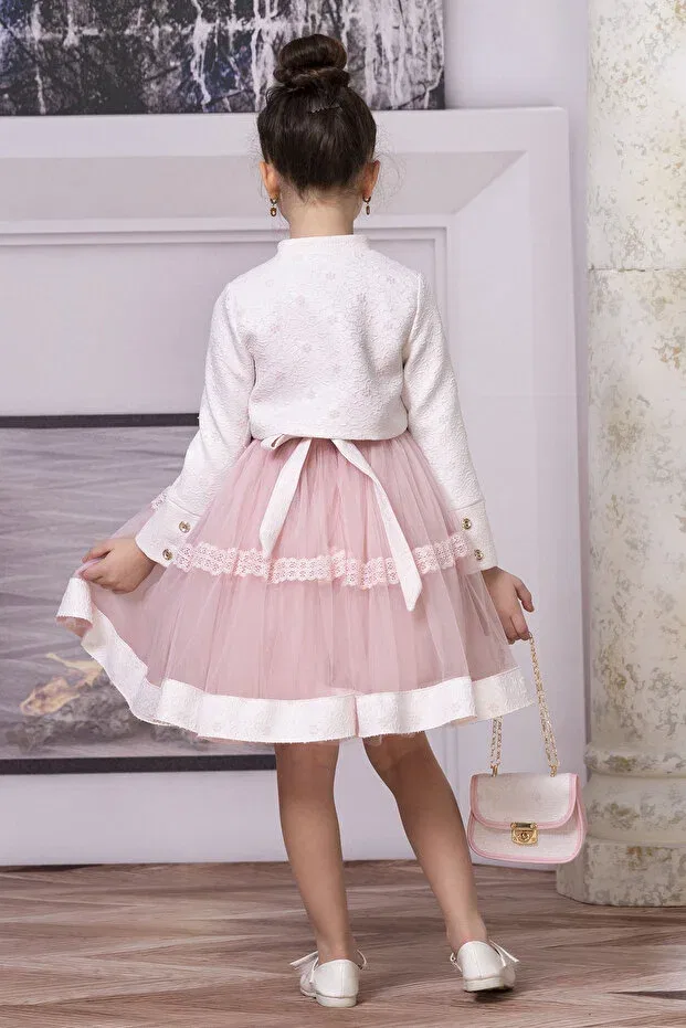 Детское платье для девочек с длинным рукавом Süslü Pink Kids, Pink — фото 4