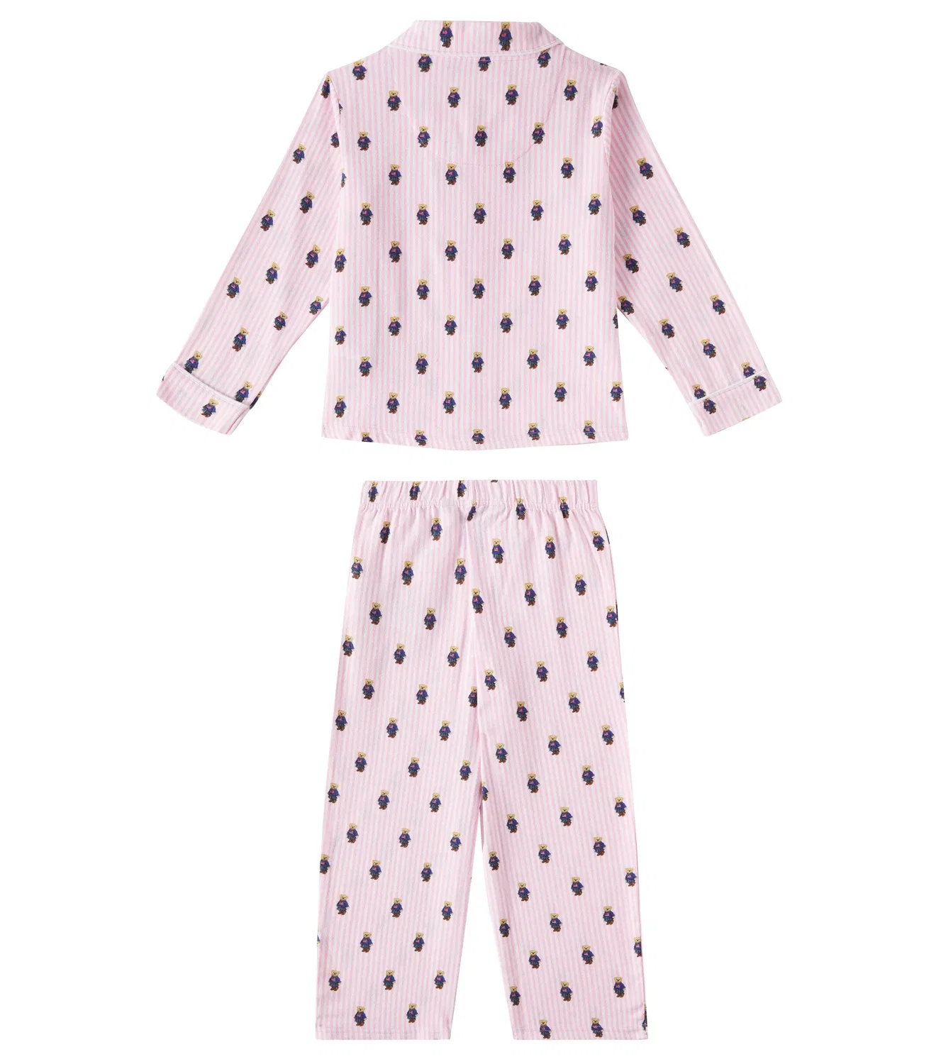 Комплект пижам из хлопковой фланели с длинным рукавом Polo Ralph Lauren Kids, розовый — фото 4
