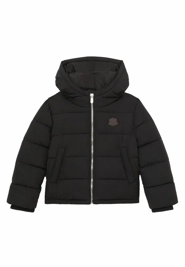 Пуховик свободный Myles monogram hooded relaxed puffer Reiss Black, черный — фото 3