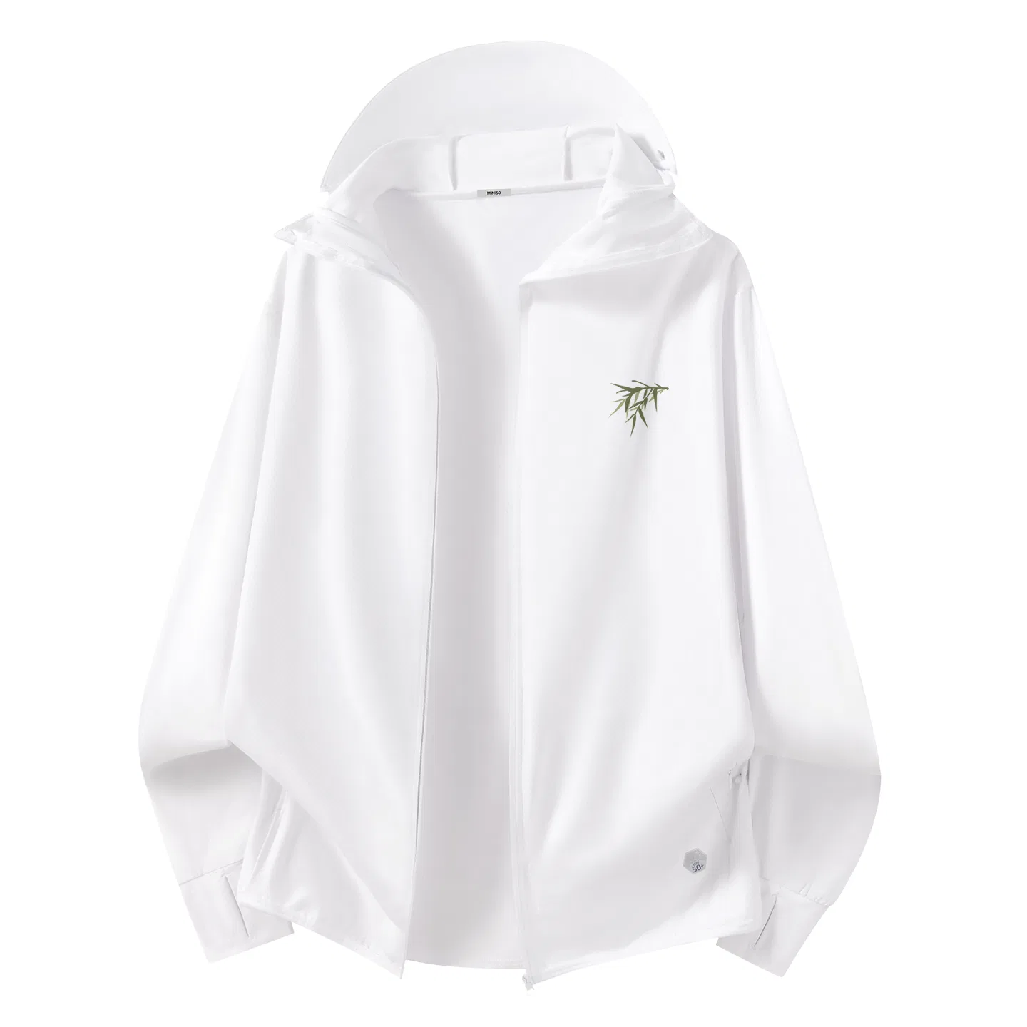Детская ветровка с защитой от солнца UPF50+ со съемным козырьком MINISO, White (With Hanging Bamboo Green Chest Label)