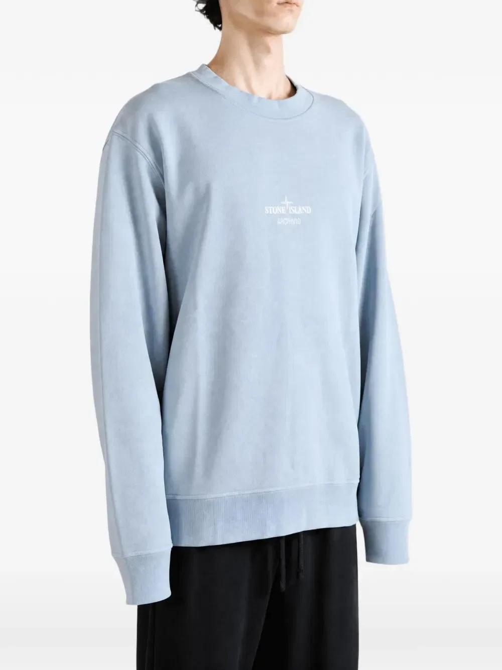 Флисовый свитшот из хлопка Stone Island, синий — фото 4