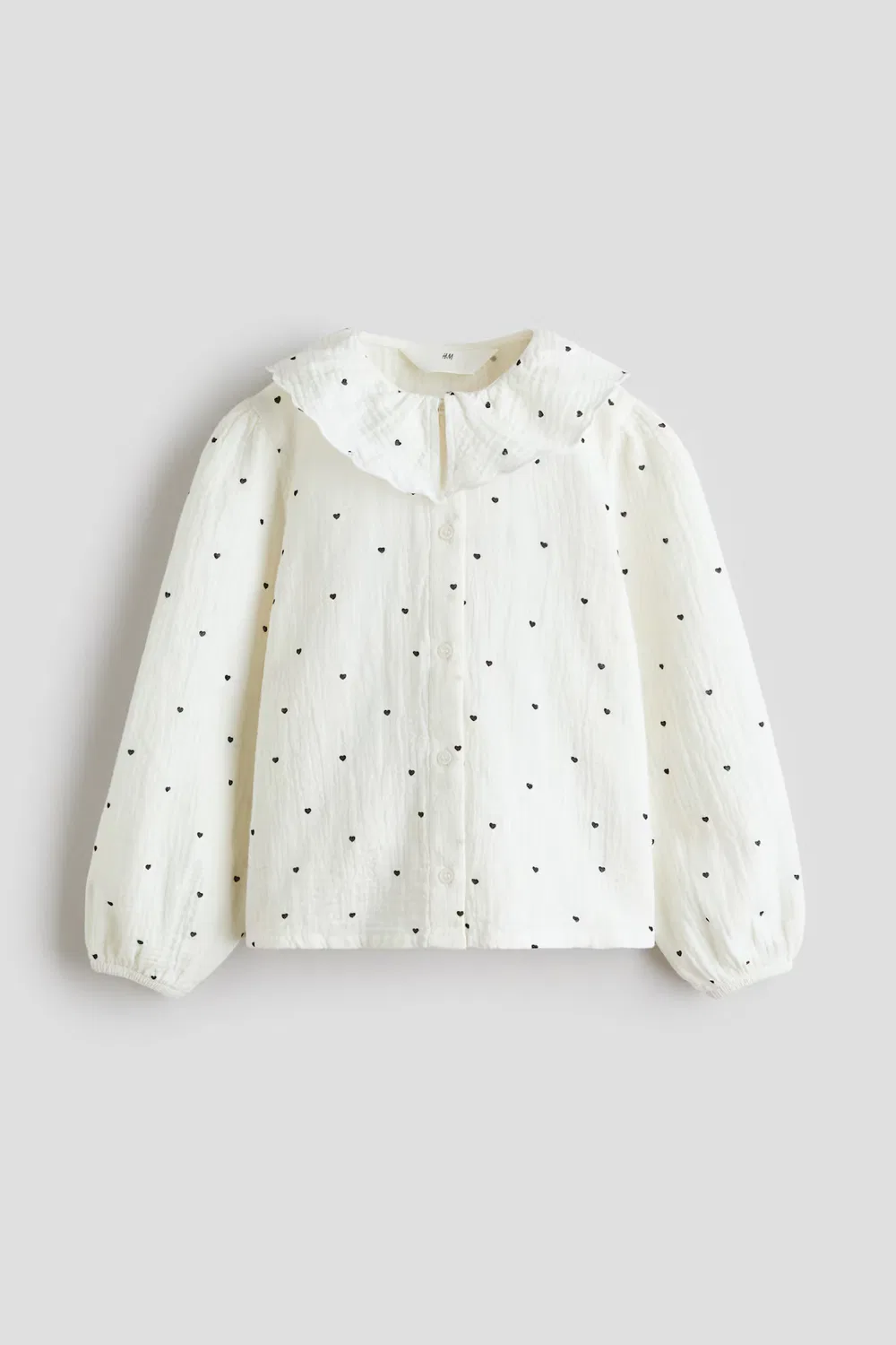 Блузка из муслина с узором H&M, Elfenbein/Herzen