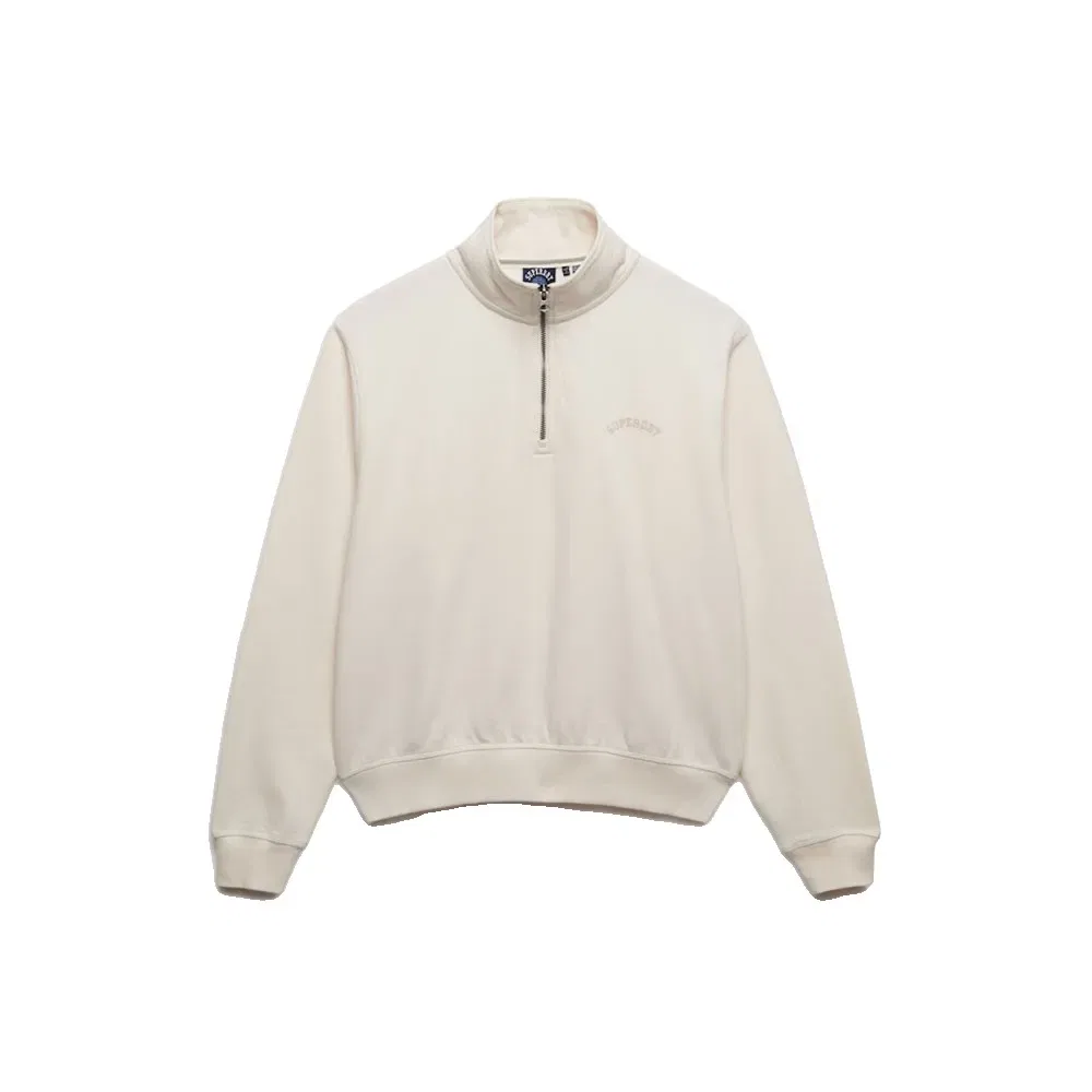 Худи Superdry Essential Logo half zip, бежевый — фото 3