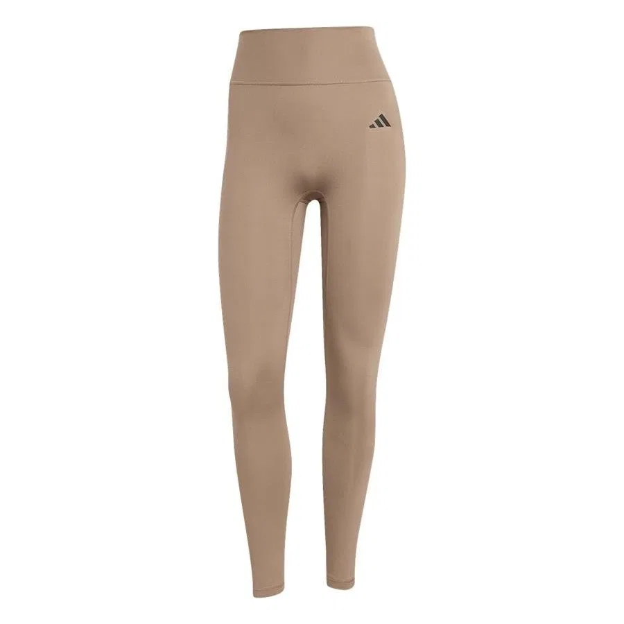 Женские леггинсы с высокой посадкой, без карманов, модель Opt Pow Ess 7/8, adidas, Коричневый