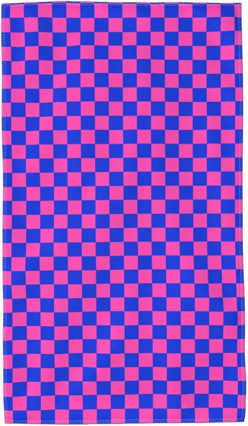 Мочалка для лица из микрофибры 69,5x40,6 см, Nevjipu, сине-розовая клетка