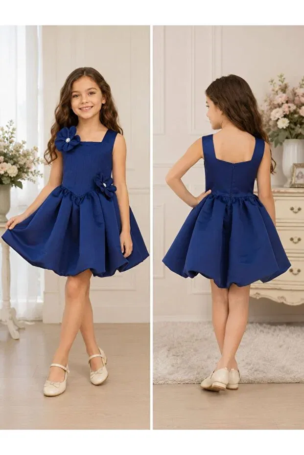Детское платье для девочек с принтом Balloon Skirt Special Occasion Evening Dress Lunavella, Navy Blue — фото 2