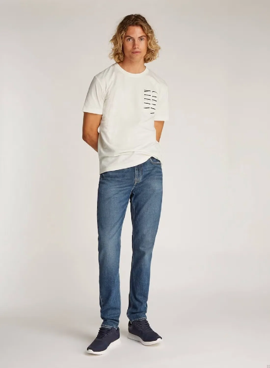 Футболка с принтом Serif box graphic Calvin Klein, тофу — фото 3