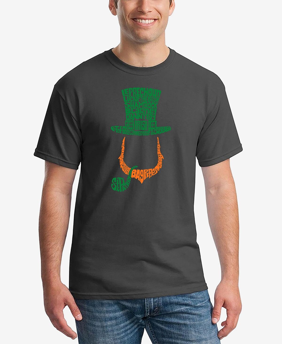 

Мужская футболка с надписью leprechaun word art graphic LA Pop Art, темно-серый