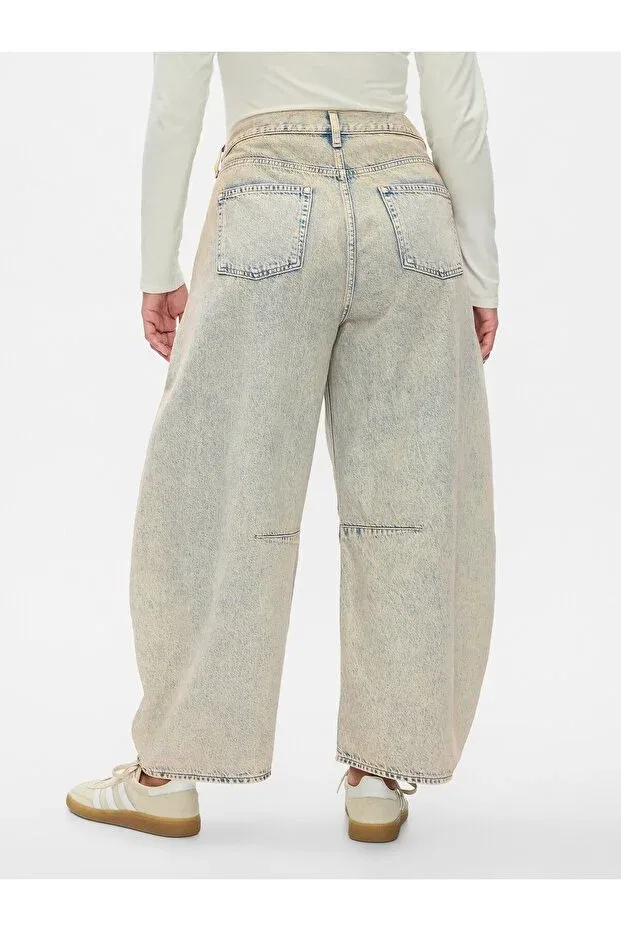 Женские джинсы с высокой посадкой Horseshoe Jean Trousers Gap, Beige — фото 4