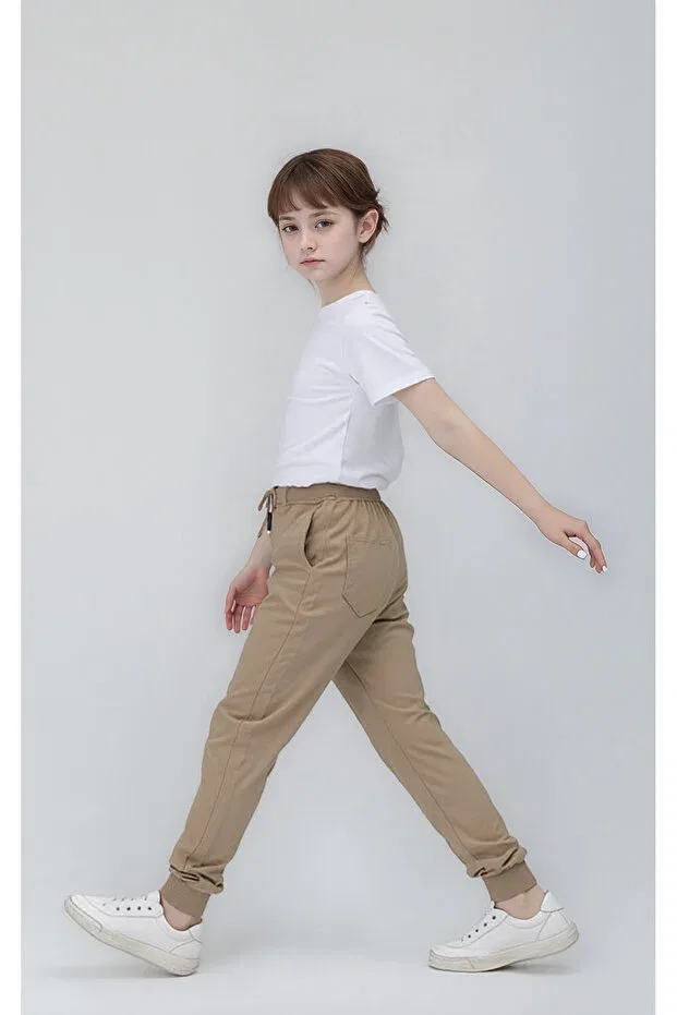 Детские брюки для девочек хлопковые Pantulux, Beige — фото 4