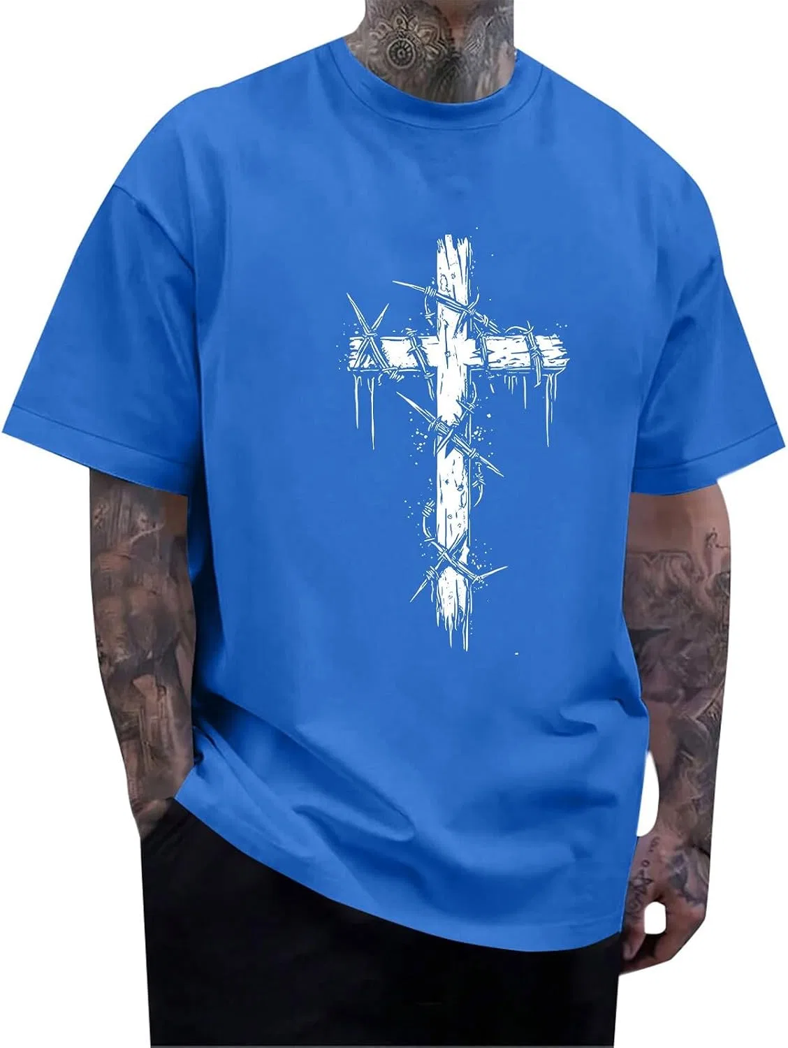 Мужская футболка с крестом Christian Faith, Blue