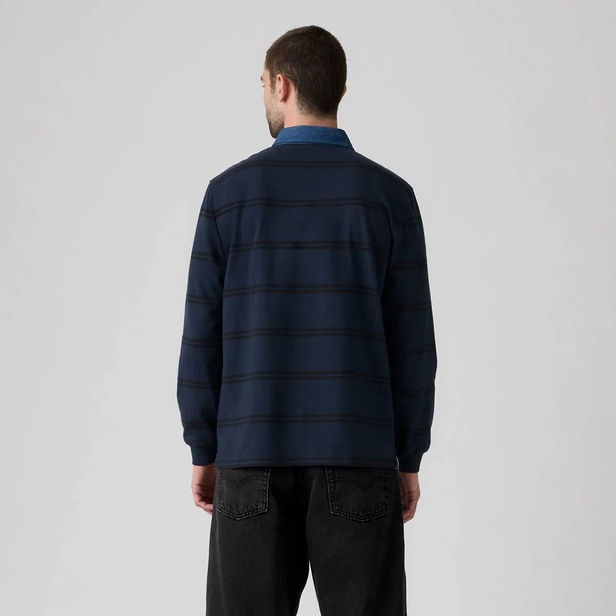 Классическая регбийная рубашка с длинными рукавами Levi's, Ennis Stripe Nightfall Navy - Blue — фото 4