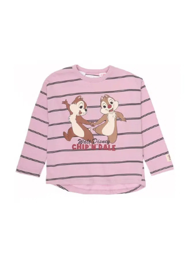 Футболка с принтом Chip 'n' Dale с длинным рукавом Zara, черный фиолетовый