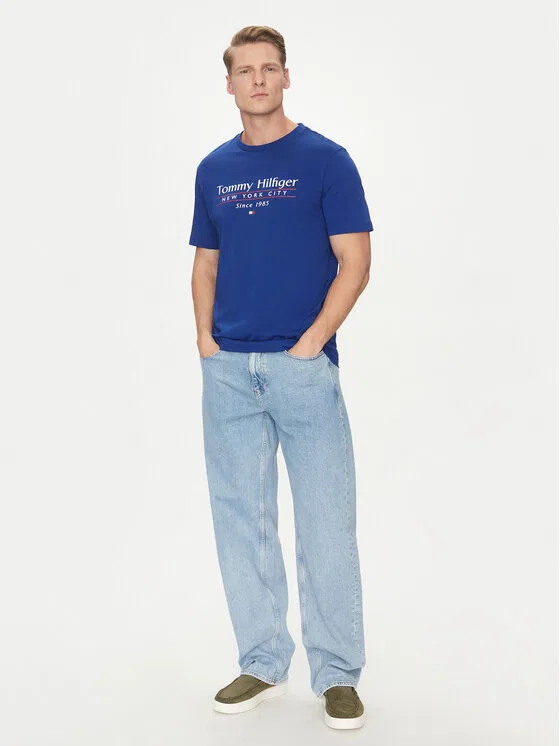 Футболка regular fit Center Stack Tommy Hilfiger, синий — фото 2