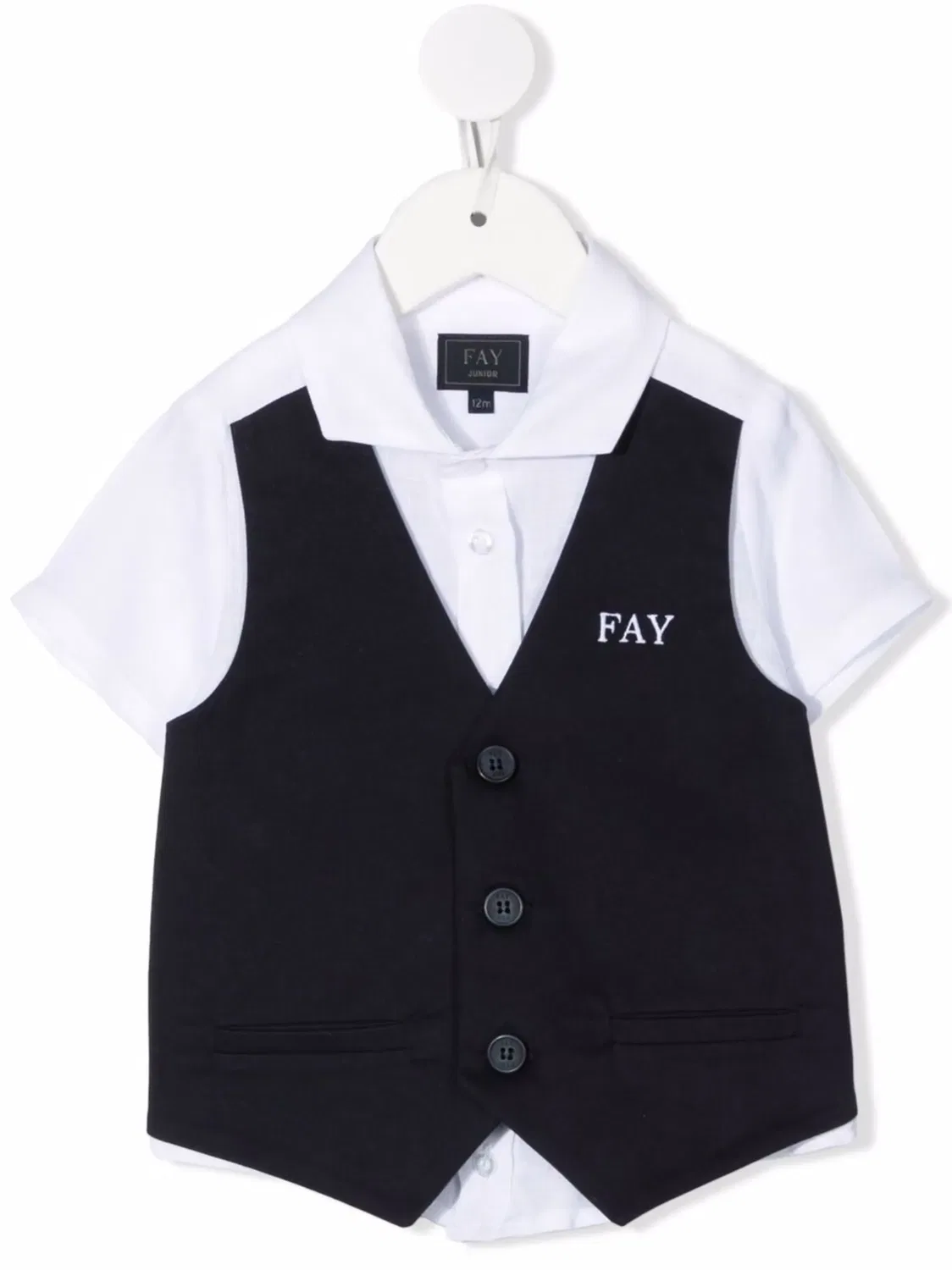 Рубашка с вышитым логотипом Fay, черный/белый