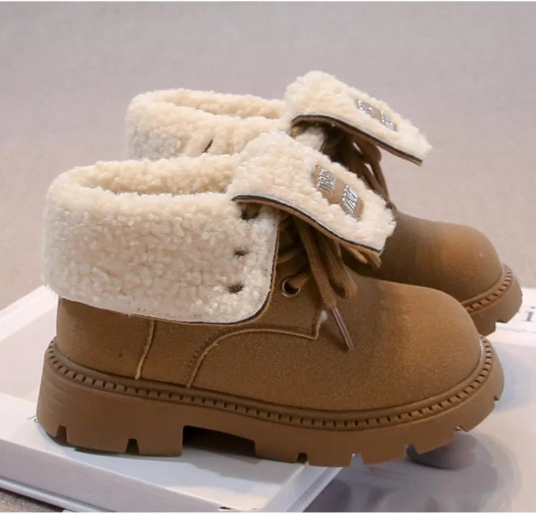 Детские зимние ботинки на меху с шнуровкой и молнией Canyoule, Khaki — фото 3