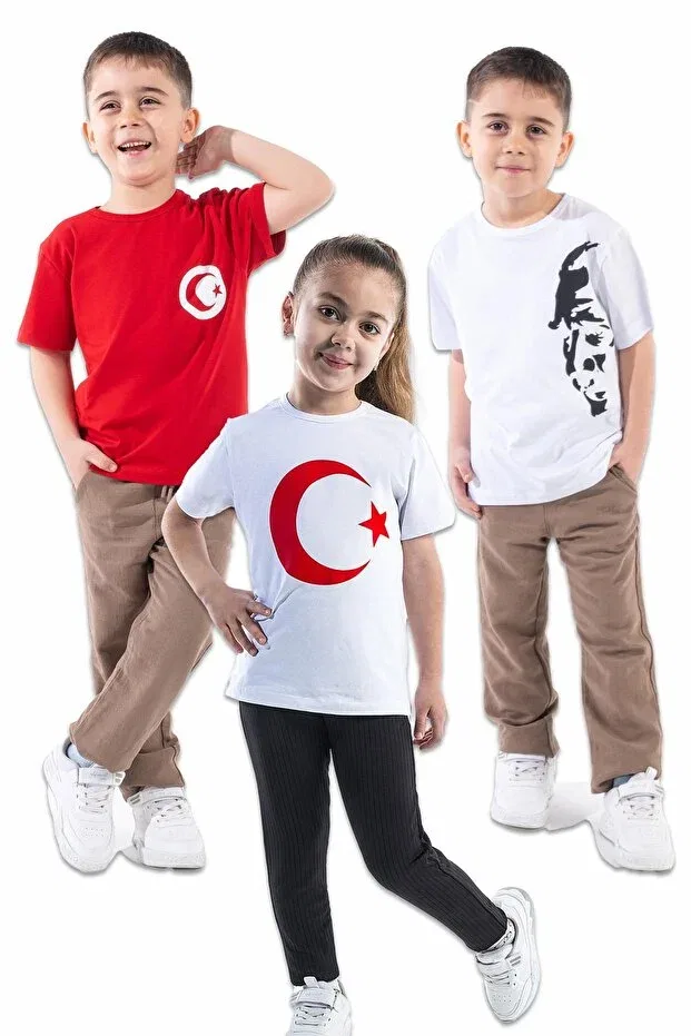 Детская футболка с принтом Turkish Flag Ataturk Trend Baby Kids, Red White