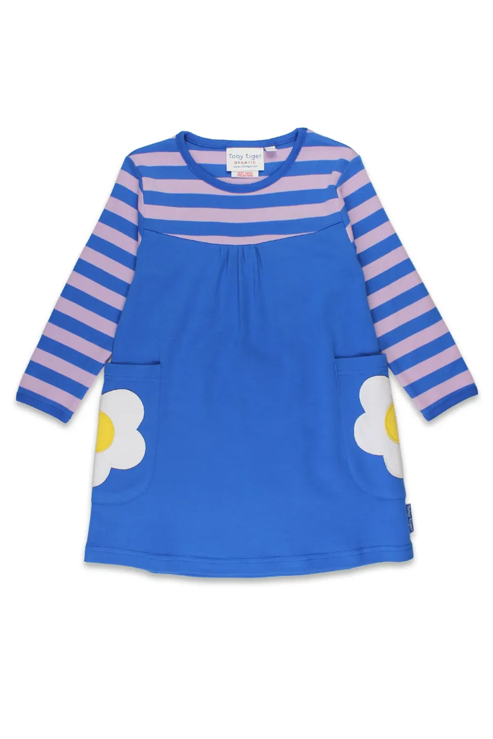 Детское платье с длинным рукавом с аппликацией Blue Daisy Toby Tiger, Purple