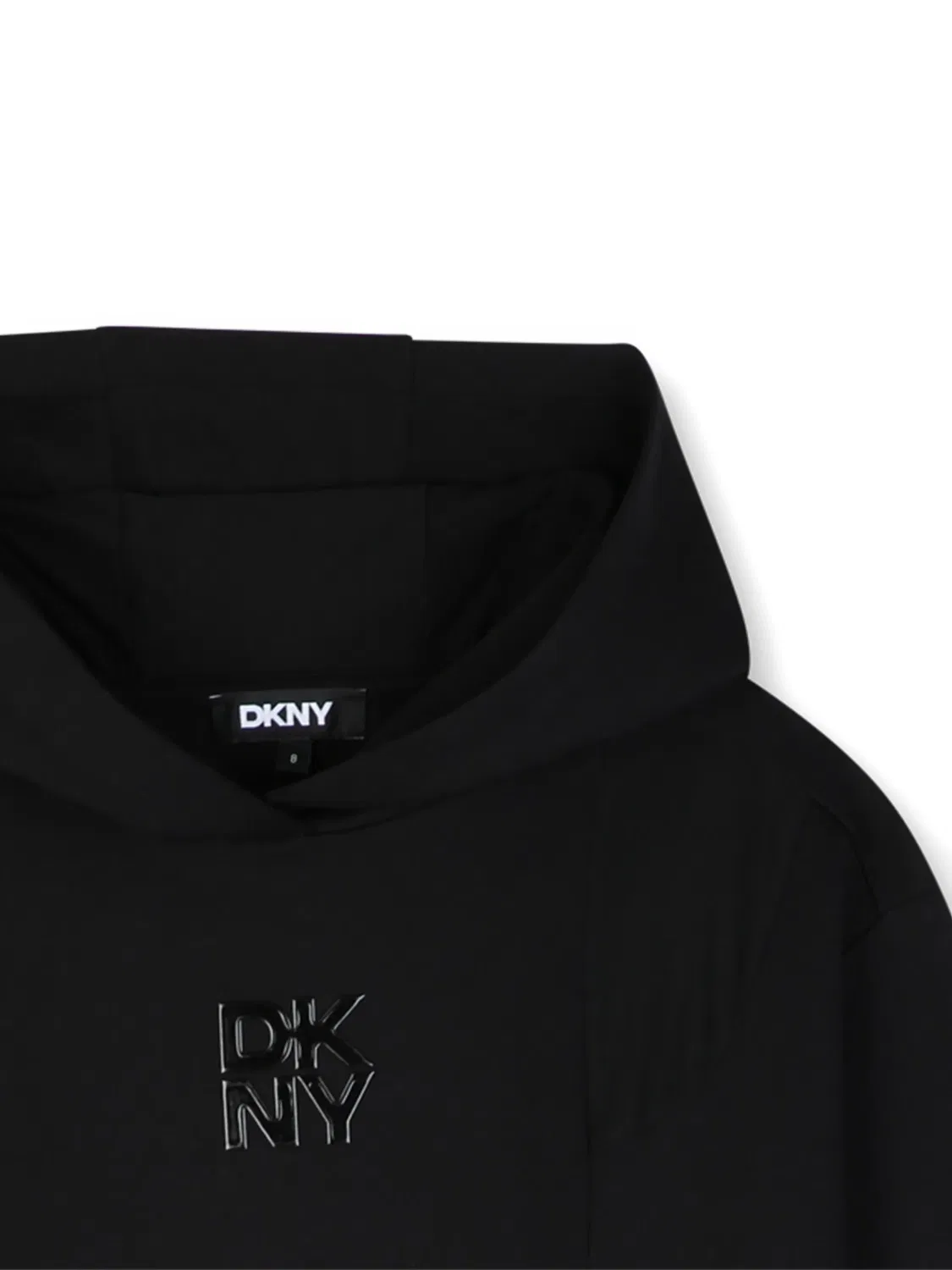 Платье-худи с логотипной пластиной черное DKNY, черный — фото 2