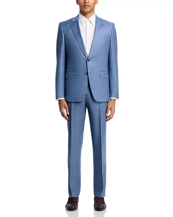 Мужской костюм slim fit H-Huge sharkskin Boss, Open Blue