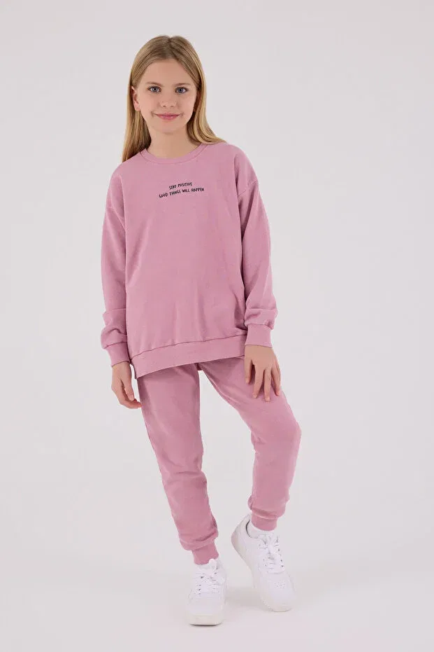 Детский комплект из футера для девочек с принтом Rolypoly, Pink — фото 3