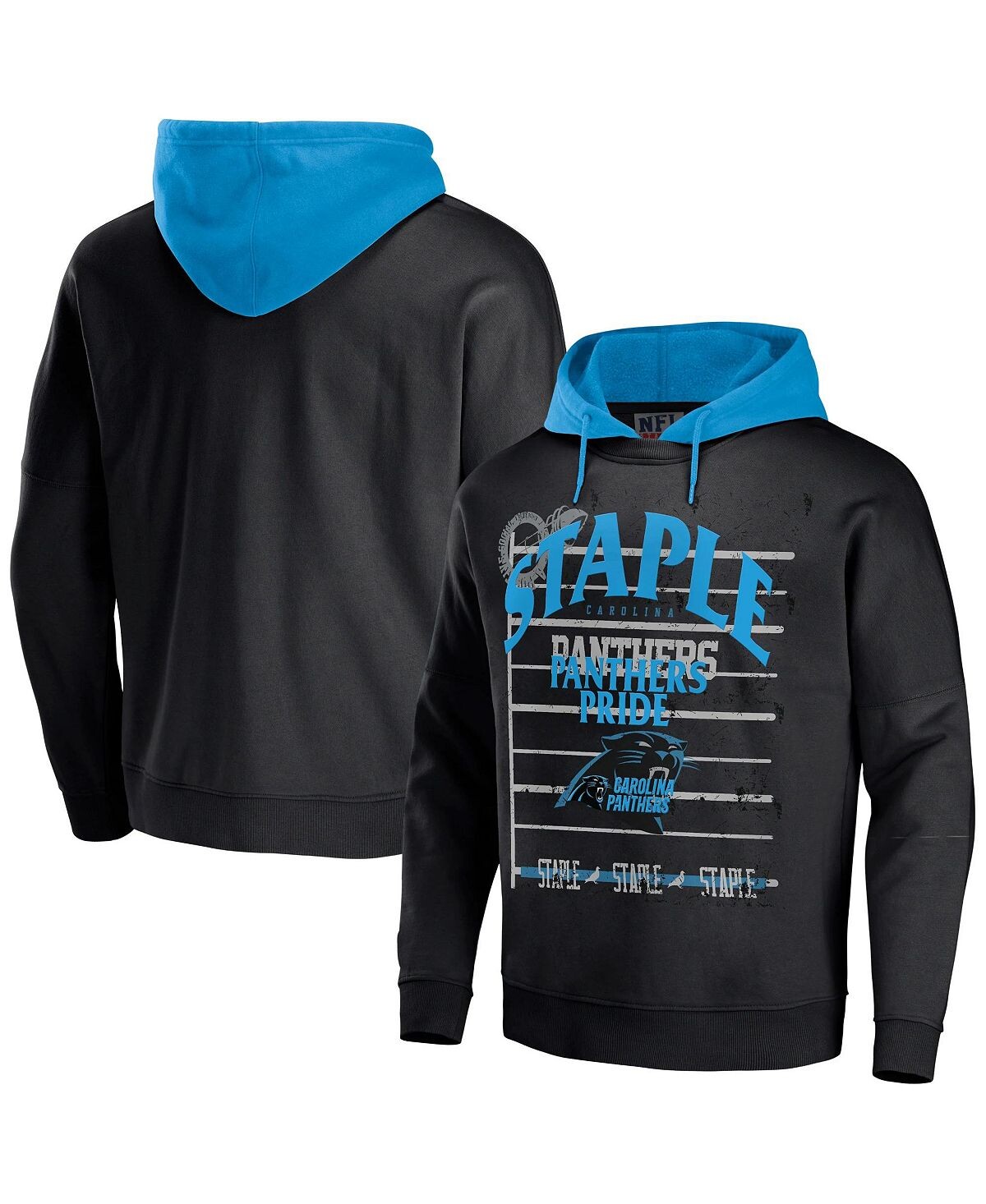 

Мужская худи nfl x staple black carolina panthers oversized gridiron vintage-like wash pullover hoodie NFL Properties, черный