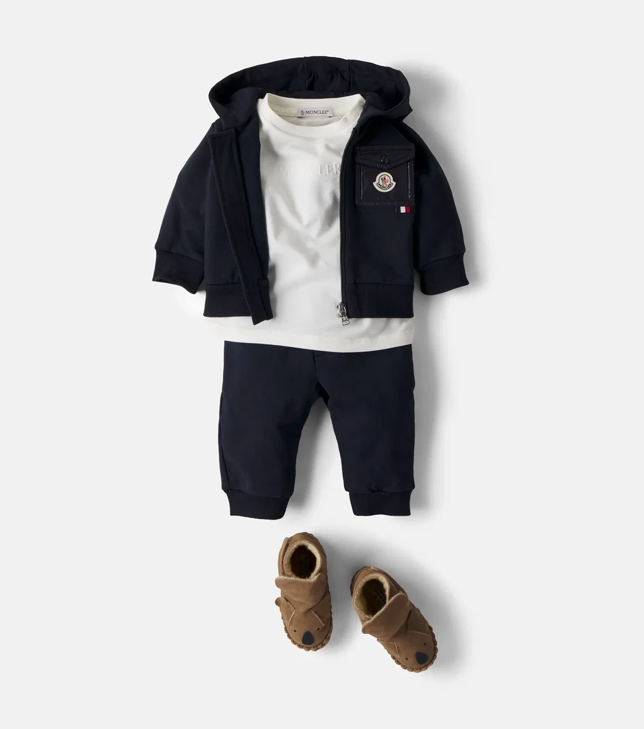 Комплект из худи и спортивных брюк для малышей Moncler Enfant, черный — фото 2