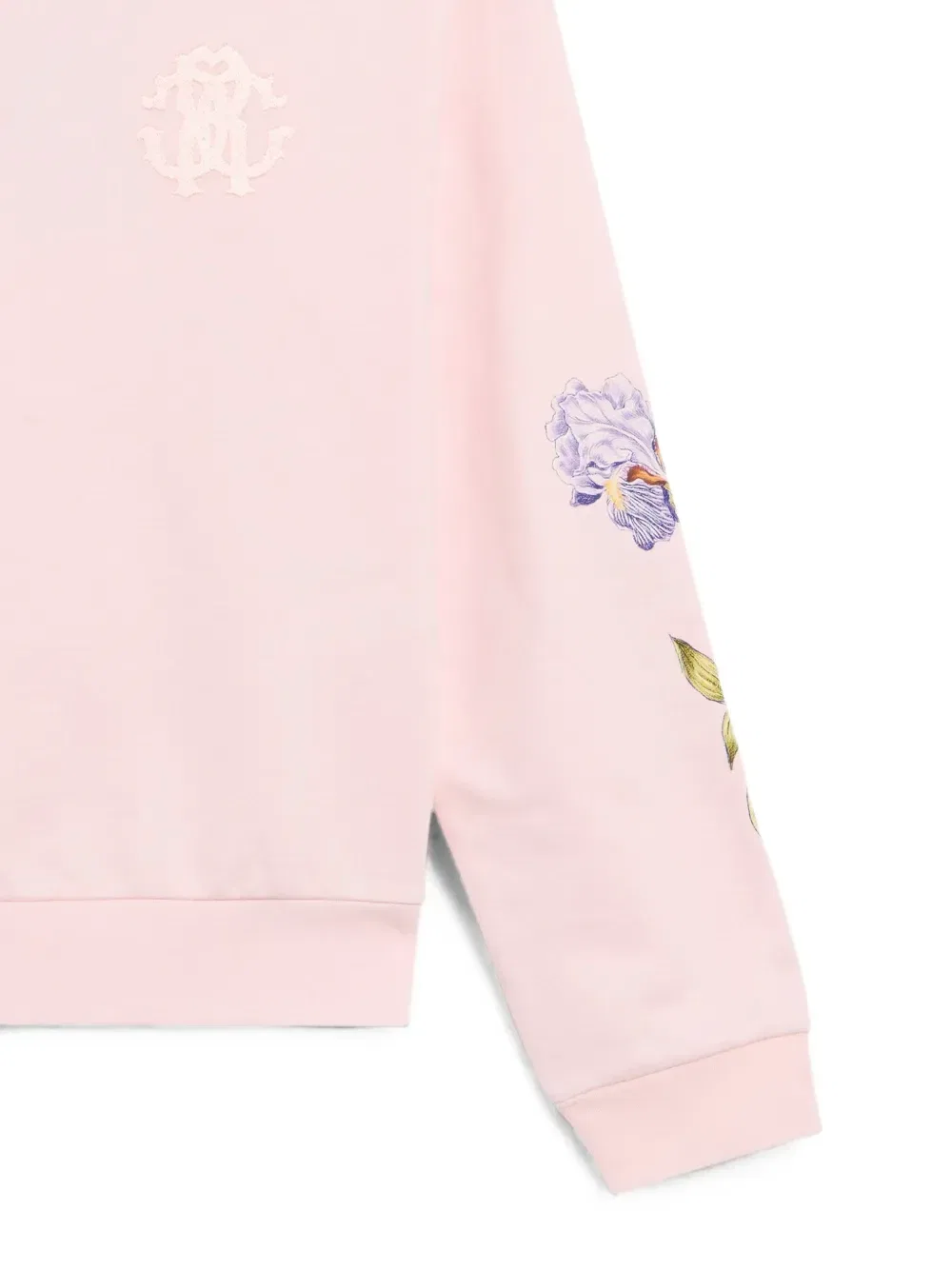 Толстовка с цветочным принтом и леопардовой отделкой Roberto Cavalli Junior, розовый — фото 4