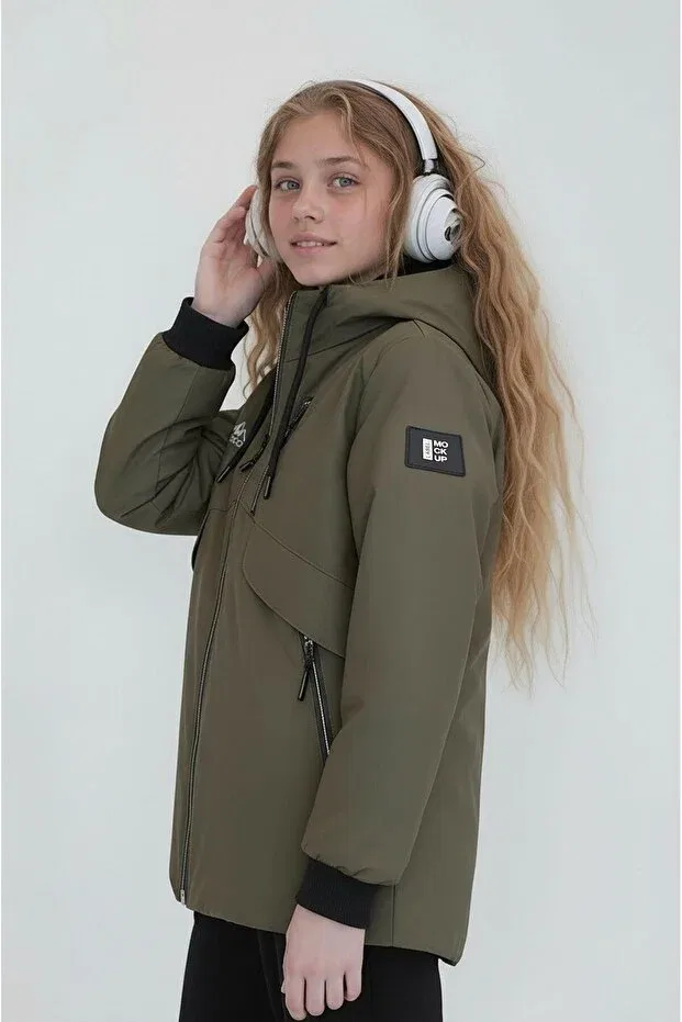 Детское пальто для девочек водонепроницаемое Basics Sivaist, Green — фото 4