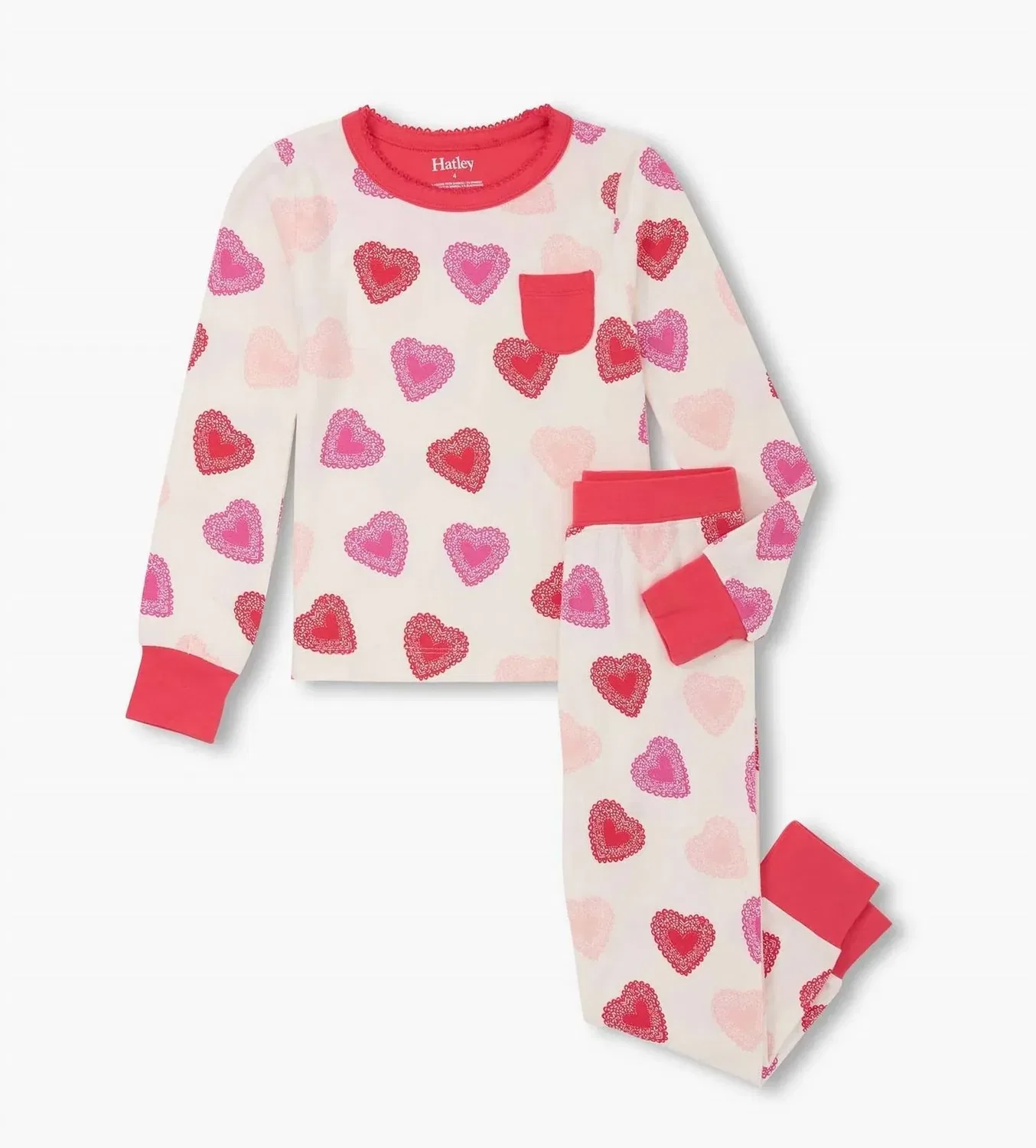 Детский комплект пижамы с вырезанными сердцами Cut-Out Hearts Bamboo Hatley, Natural