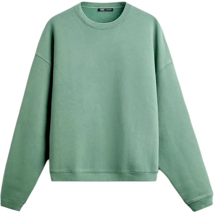 Мужской свитшот с круглым вырезом Light Green ZARA