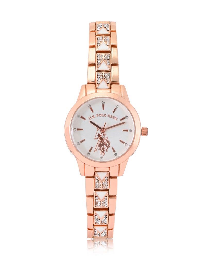 

Часы U.S. Polo Assn Ladies Embellished Deco Analog, розовое золото