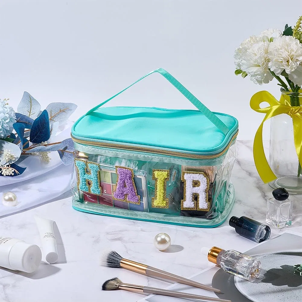 Прозрачная косметичка с буквами из синели, CRAFTYMELODY, 230x160x110 мм, Turquoise — фото 4