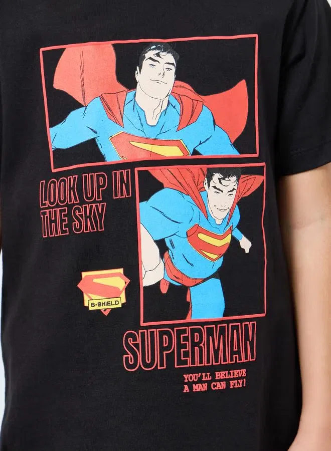 Styli Комплект футболка и штаны с принтом Superman, черный — фото 3