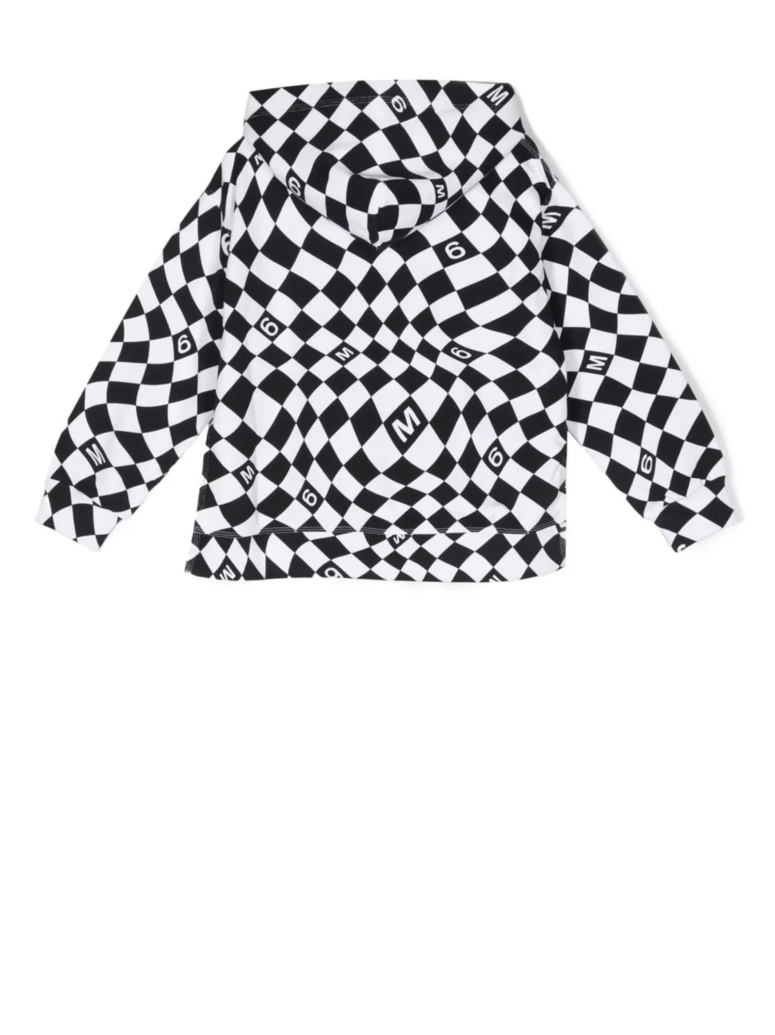 Худи с Логотипом в Клетку из Хлопка MM6 Maison Margiela, черный/белый — фото 2