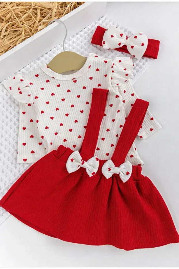 Детское платье для девочек с принтом Body Set By Murat Bebe, Red — фото 4