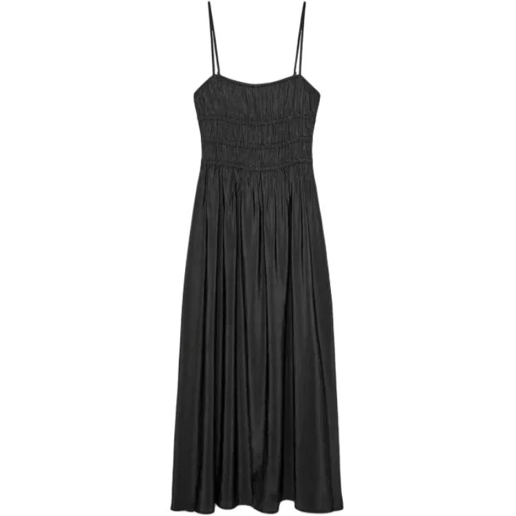 Женское платье-комбинация с квадратным вырезом, Black, ZARA