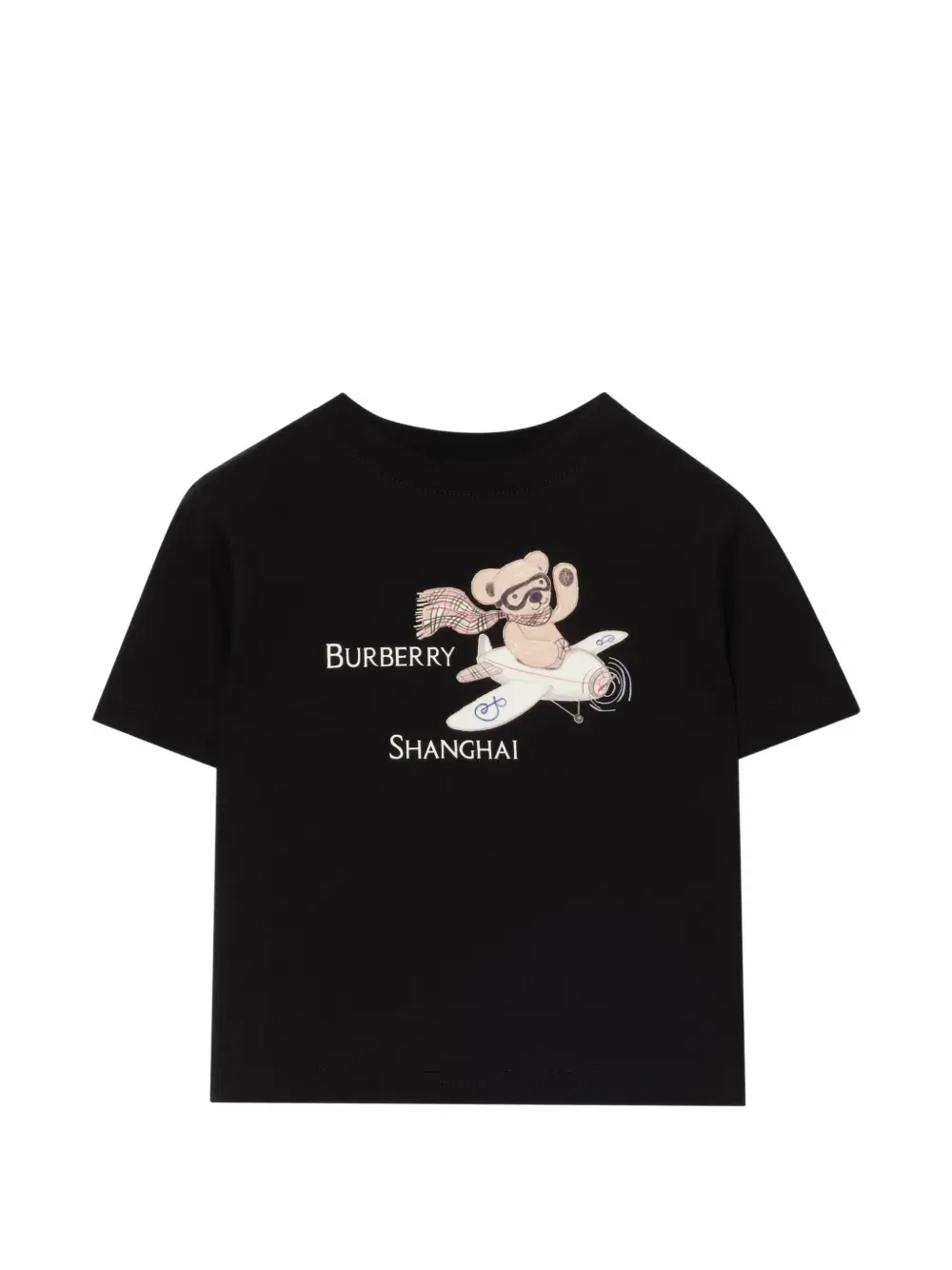 Футболка с Шанхайским медведем из хлопка Burberry Kids, черный