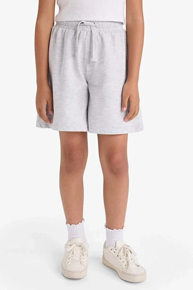 Детские шорты для девочек с эластичным поясом Relax fit elastic waist basic plain shorts d9058a825hs Defacto, Gray-Gr421 — фото 3