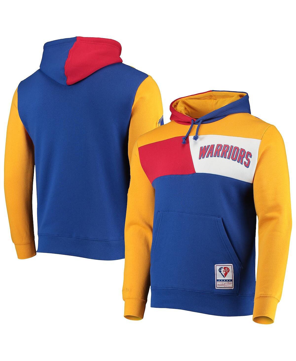 

Мужская толстовка с капюшоном с цветными блоками royal san francisco warriors hardwood classics 75th anniversary Mitchell & Ness