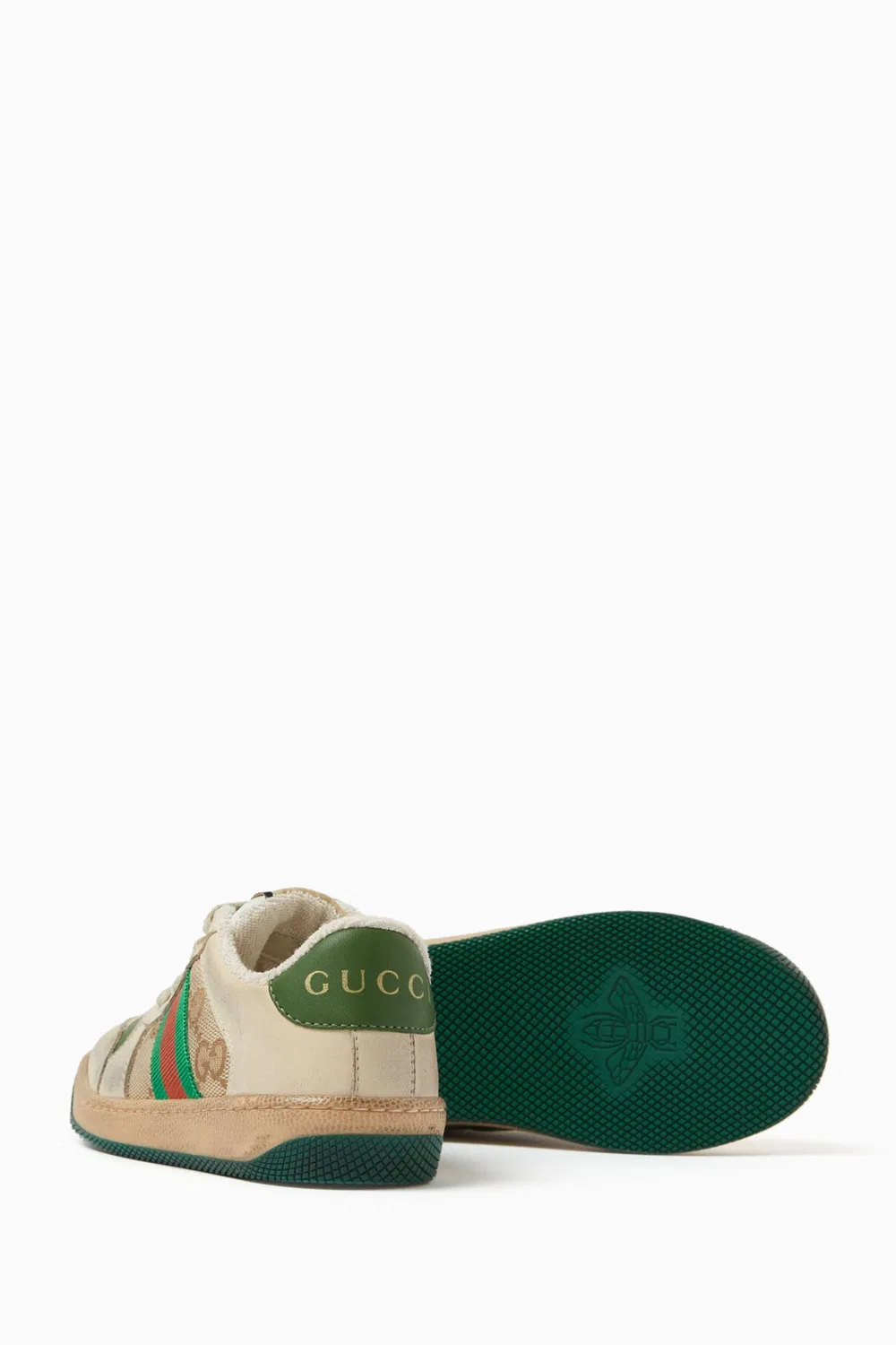 Кроссовки кожаные Screener Gucci, бежевый — фото 2