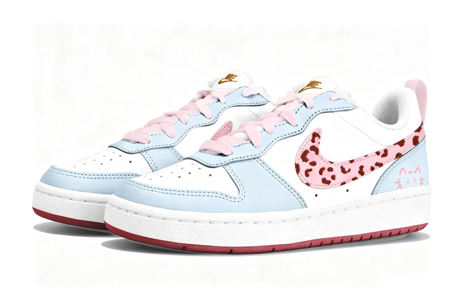 Детские кроссовки для скейтбординга Court Borough Kids' Skateboarding Shoes Grade School Nike, Pink Blue — фото 4