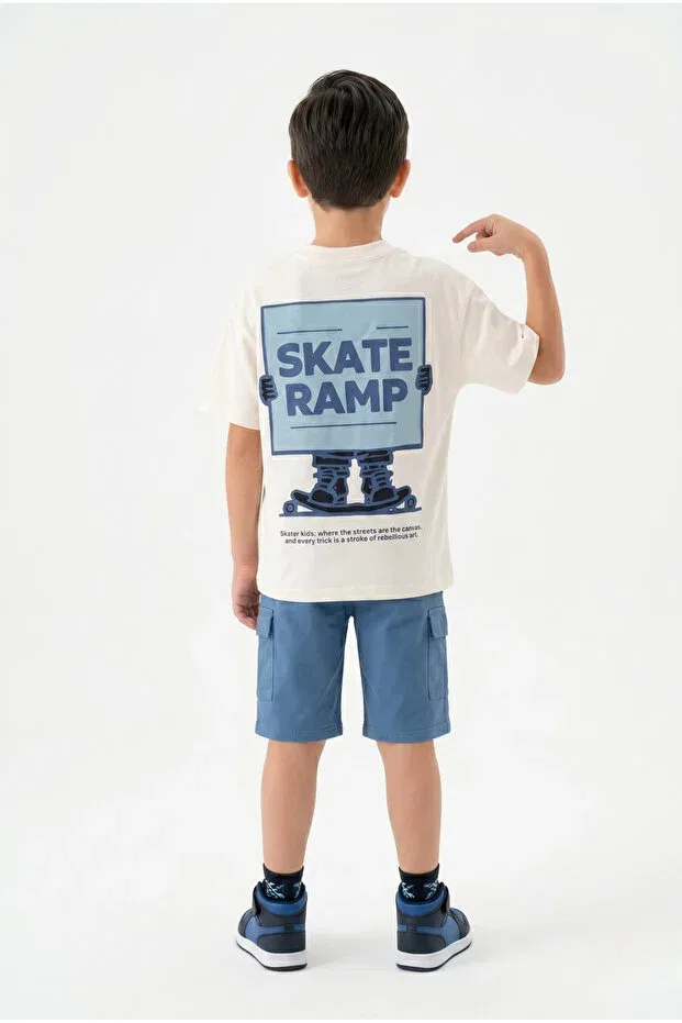 Детская футболка с принтом Skate men's t-shirt - ecru Escabel, Ecru — фото 2