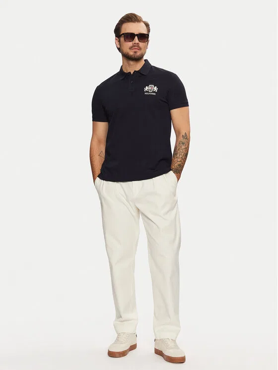 Поло regular fit Icon Graphic Tommy Hilfiger, темно-синий — фото 2