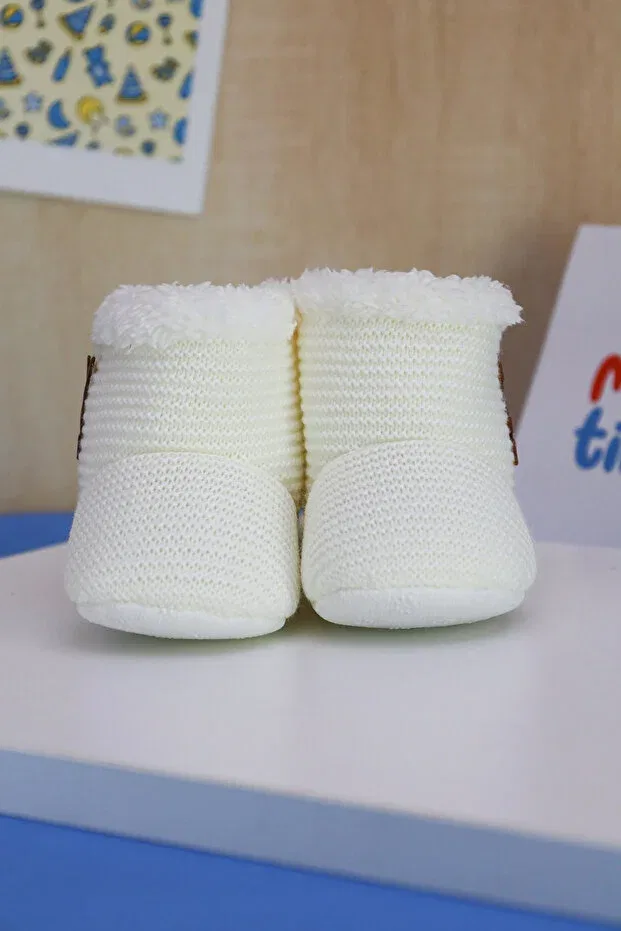 Детские тапочки без шнурков с начесом Baby panduf, my first step, Minytim, White — фото 3